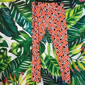 GUC LuLaRoe Women's Disney Minnie Mouse Orange White Polka Dot Comfy Legging